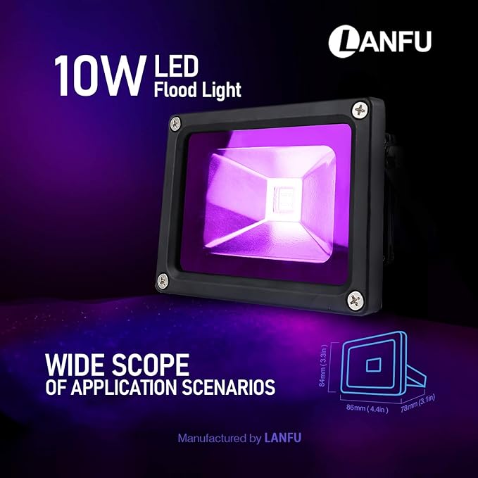 2 Pack 10w LED Black Light Blacklight for Fluorescent Neon Glow in The Dark High Power LED Flood Light IP65 with Plug for Party Birthday,Bar,Party Supplies,Neon Glow,Aquarium,Night Club