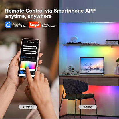 BTF-LIGHTING 2.4G WiFi DR03W RGB SPI Controller RC03RF RF Remote Tuya APP/Smart Life/Google Home/Alexa Control Support WS2812B WS2811 WS2813 WS2815 etc LED Strip STA Mode