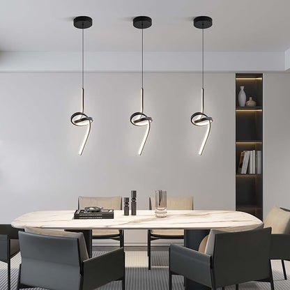 ADISUN Modern LED Pendant Light, Spiral Pendant Lights Kitchen Island, 4500K Neutral Light, Adjustable Height, Pendant Light Fixtures for Living Room Bedroom Hanging Light(Black)
