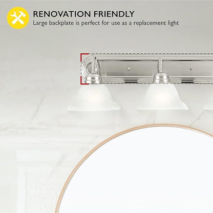 Design House Millbridge 3-Light Vanity Light, Satin Nickel Finish, Frosted Glass Shades, Dimmable, Bathroom Wall Fixture – Design House, 517383