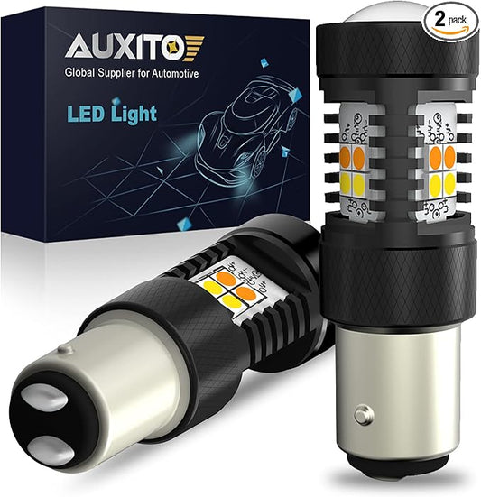 AUXITO 1157 Switchback LED Turn Signal Light Bulbs 2057 2357 7528 BAY15D P21/5W White/Amber Dual Color LED Bulbs with 3030SMD Chipsets for Turn Signal Blinker Parking Daytime Running Tail Lights