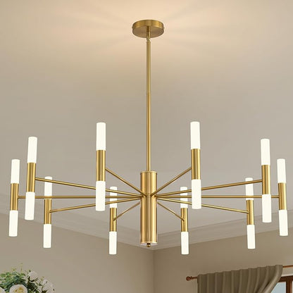Gold Modern Chandelier 20-Light, Large Luxury Round Candle Chandeliers with Acrylic Shades, 38.6" Dining Room Light Fixture for High Ceilings, Living Room, Foyer, Entryway, G9 Base