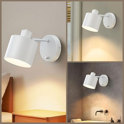 LIGHTESS Wall Sconces Set of Two with Switch, Dimmable Indoor Hardwired Wall Sconce, Industrial Wall Lights for Bedroom, Living Room, Bathroom, Hallway, Kitchen (Not Included Bulb)