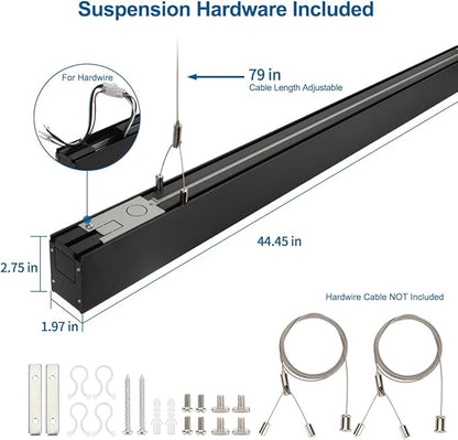DAKASON 4FT Linkable LED Linear Light, 35W Down 15W Up Light, 3/4/5000K CCT Selectable, Dimmable Suspended Lighting for Billiard Pool Table, Commercial Linear Lighting Fixture for Office, 1Pack Black