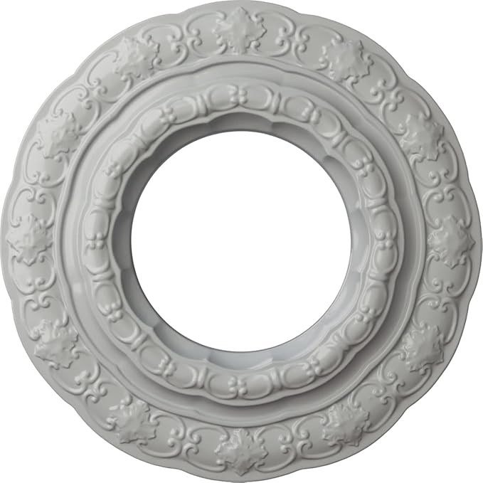 Ekena Millwork CM15LIFRF 15-3/8" x 7" x 1" Lisbon Ceiling Medallion, Frost