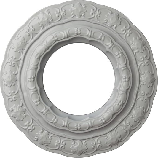 Ekena Millwork CM15LIFRF 15-3/8" x 7" x 1" Lisbon Ceiling Medallion, Frost