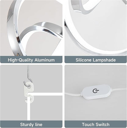 Modern LED Pendant Light Fixtures Pendant Lights Kitchen Island Lighting Adjustable Height Chrome Hanging Lamp for Dining Room Bedroom Living Room (1 Pack)