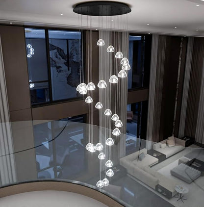HAIXIANG 13ft Modern LED Chandeliers for Entryway Living Room Long Light High Ceiling Dining Room Light Dimmable Pendant Lighting Fixtures Chandelier for Foyer Staircase 2700K 6000K Lighting Black
