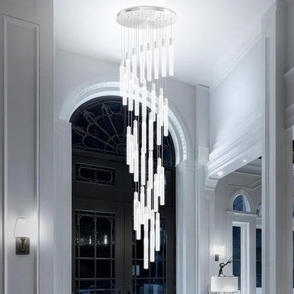 200" Extra Long Crystal Chandelier High Ceiling Lighting 36-Lights Modern Bubble Pendant Light Dimmable LED Staircase Foyer Entryway Villa Loft Duplex Hall Hotel Lobby Tall Ceiling Pendant Fixture