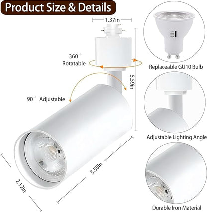 12PCS LED White Track Lighting Heads (No Track Rails) with Replaceable GU10 Bulbs, 3000K Warm White Ceiling Spotlight Fixtures for Accent Lighting for Home, Store, Moblie Cart and Office