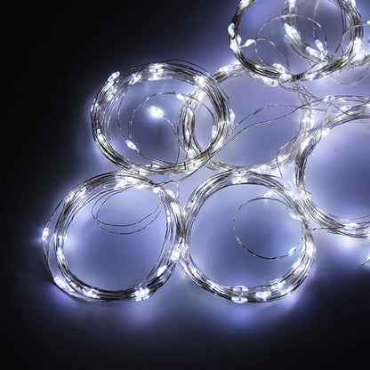 Curtain Lights 300 LED String Lights, Hanging Window Lights USB Powered 8 Mode & Timer Remote Dimmable Copper Lights for Bed Canopy, Home, Girls Bedroom, Party, Wall Decor-9.8ft x 9.8ft(Cool White)