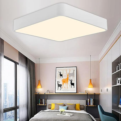 Dimmable LED Flush Mount Ceiling Light Fixture with 3000K-6000K Light Color Adjustable,36W 16Inch Close to Ceiling Lamp Modern Squre Lights for Bedroom Kitchen, White Recessed Indoor Lighting