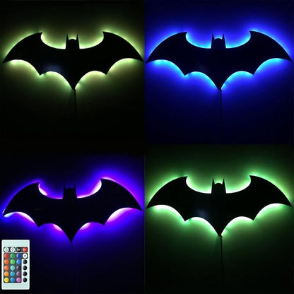 Superhero LED Lamp Decor Night Light with 16 Colors Remote Control Custom Natural Wall Sconce Acrylic Engraved Kids Room Wall Lamp for Boys Friends Gift (Mirror) (Black)