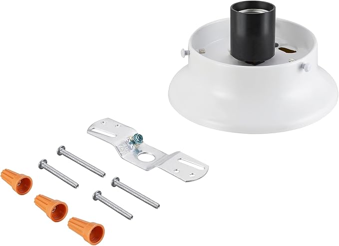 Aspen Creative 22102-03-1, Flush Mount Ceiling Fixture Shade Holder Kit in Matte White Finish 3-5/8" Fitter, 4-3/4" Diameter x 1-3/4" Height