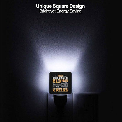 LED Night Light,Guitar Saying Quotes LED Night Light Plug into Wall with Dusk to Dawn Light Sensor White Energy Efficient Nightlight for Bedroom Bathroom Hallway Living Room Kitchen