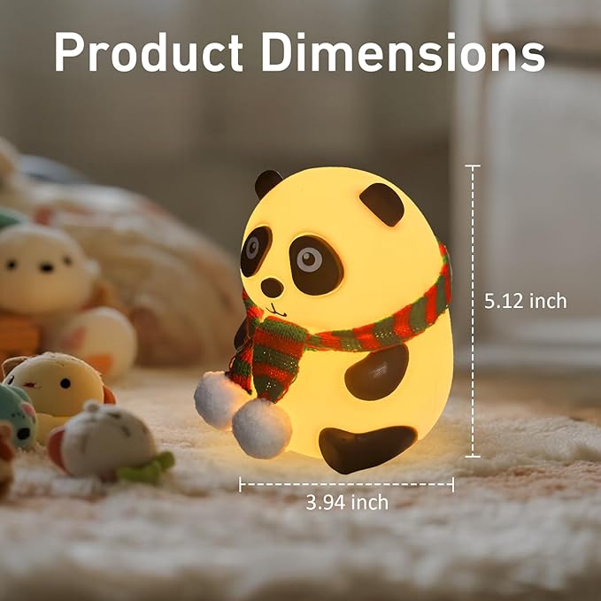 Cute Panda Night Light, LED Soft Clay Novelty Animal Night Light with 7 Color Modes, Soft Silicone Dimming for Decoration (Panda)