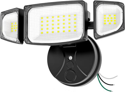 iMaihom 65W 6500LM LED Outdoor Flood Light, Switch Controlled Outdoor Security Light, 3 Adjustable Heads, IP65 Waterproof, 6500K Daylight White, Hardwired Wall Mount Light for Garage Yard Patio, Black