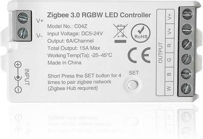 ZigBee 3.0 LED Controller C04Z RGBW LED Strip Bulb Dimmer Compatible with Echo Plus Home-kit Zigbee Hub Bridge Required DC5-24V for LED Strip Lights