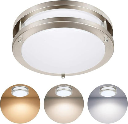 Drosbey 27W Dimmable LED Flush Mount Ceiling Light Fixture, Kitchen Light Fixtures, 12 inch Ceiling Lights for Bedroom, Bathroom, 3000K/4000K/5000K Adjustbale, Super Bright 2700LM