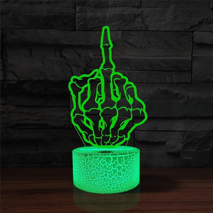 Middle Finger Night Light,16 Colors Remote Control & Smart Touch Dimmable 3D Illusion Bedside Lamp,Bedroom Decoration Birthday Christmas Toy Gift for Kids Boys Girls Friends