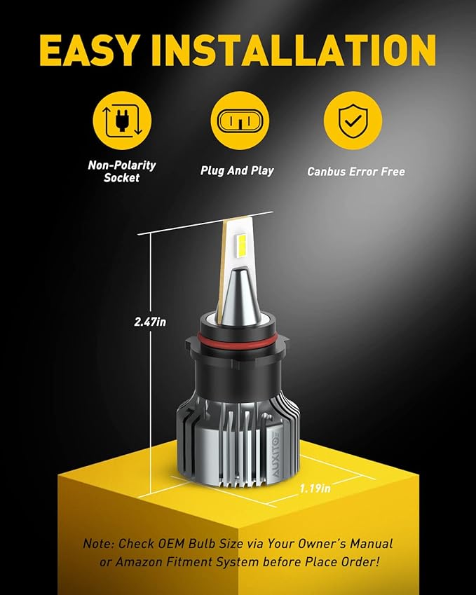 AUXITO PSX26W LED Fog Light, 6000LM 30W, Super Bright 12278 Fog Light Replacement, 6500K Cool White, H28W Fog Bulbs for Cars, Trucks