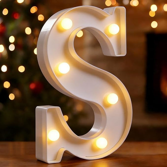 Small Led Marquee Letters, Light Up Letters, 8.58 Inch Led Letter Lights, Battery Powered Lighted Sign for Table, Party, Birthday, Christmas Decor (Letter S)