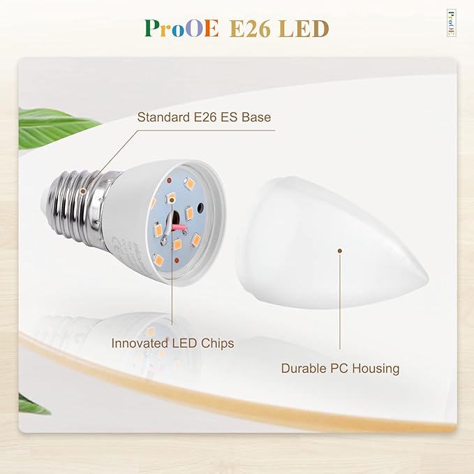 DiCUNO ProOE Eye-Protected E26 LED Bulb, High CRI 98, 5W Standard E26 Candle Bulb, Warm White 3000K, C37 40W Halogen Equivalent Decorative Light Replacement for Chandelier Lighting, 6 Pack