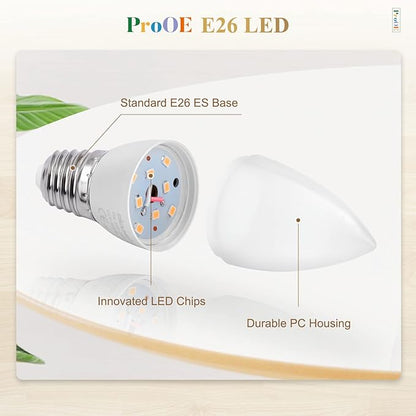 DiCUNO ProOE Eye-Protected E26 LED Bulb, High CRI 98, 5W Standard E26 Candle Bulb, Warm White 3000K, C37 40W Halogen Equivalent Decorative Light Replacement for Chandelier Lighting, 6 Pack