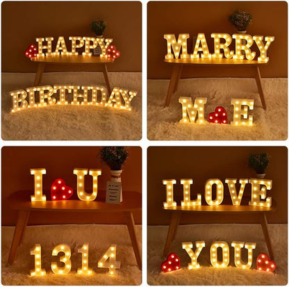 ODISTAR LED Light Up Marquee Letters, Battery Powered Sign Letter 26 Alphabet with Lights for Wedding Engagement Birthday Party Table Decoration bar Christmas Night Home,9’’, White (Q)
