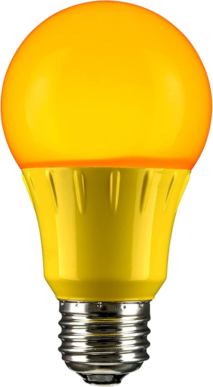 Sunlite 80149 LED A19 Colored Light Bulb, 3 Watts (25w Equivalent), E26 Medium Base, Non-Dimmable, UL Listed, Party Decoration, Holiday Lighting, 1 Count, Amber