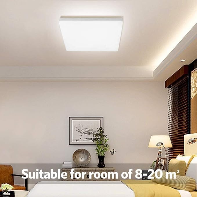 OOWOLF 2Pack 25W 5000K LED Flush Mount Ceiling Light Fixture Ultra Slim, 12inch Waterproof Bathroom Square LED Ceiling Lamp Fixture Without Flicker, 85Ra+ Daylight White for Kitchen Bedroom Hallway