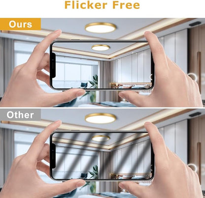 9Inch LED Flush Mount Ceiling Light Fixture, 18W(180W Equivalent), 1800LM, 6000K Cool White, IP40, Flat Modern LED Ceiling Lights for Bedrooms, Living Rooms, Bathrooms, Stairwells, etc.(Gold)
