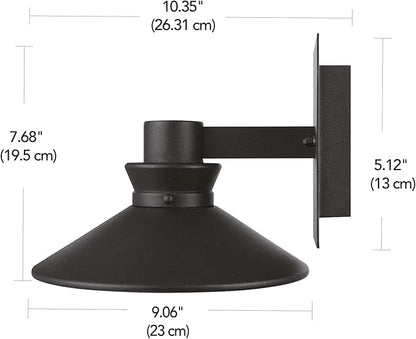 Globe Electric 44686 Harris LED Integrated Outdoor Wall Sconce, Matte Black, 11W, 530 Lumens, 3000 Kelvin