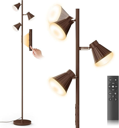 SIBRILLE 36W LED Tree Floor Lamp, Dimmable Tall Standing Lamp with Remote & Touch Control, 4 Color Temperatures Bright Floor Lamp, 3 Rotatable Light Modern Floor Lamps