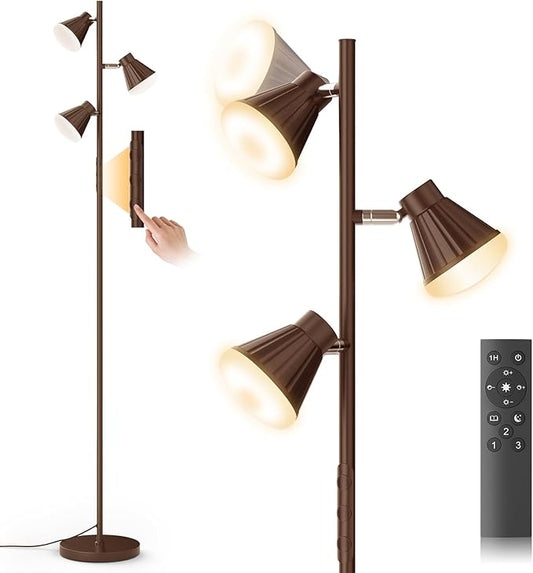 SIBRILLE 36W LED Tree Floor Lamp, Dimmable Tall Standing Lamp with Remote & Touch Control, 4 Color Temperatures Bright Floor Lamp, 3 Rotatable Light Modern Floor Lamps