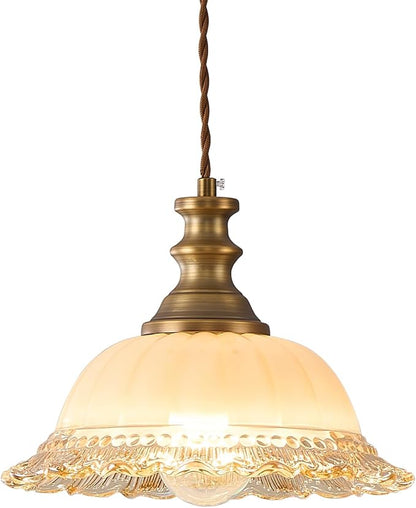 HDDFL Glass Pendant Lights Modern Pendant Lighting Fixtures Hanging Lamp for Kitchen Island Bedroom Dining Room Coffee Shop Hallway Brown and Brass