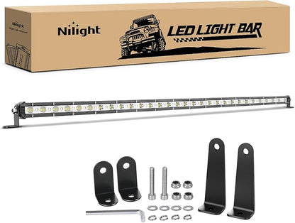 Nilight Single Row LED Light Bar Ultra-Slim Spot Flood Combo Light Bar 31 Inch 90W Fog Light Driving Light Work Light Roof Bumper Light for Offroad 4x4 Trucks Polaris SUV ATV UTV