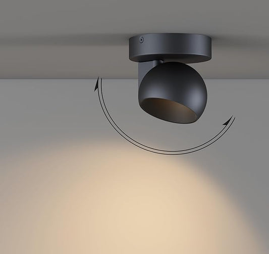 LED Ceiling Light Dimmable Flush Mount Adjustable Ceiling Light Fixture, Directional Spotlight for Pictures Living Room Bedroom Foyer - 3000K 11W 25° Flicker Free (Black)