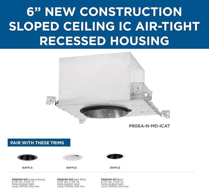 Progress Lighting P806A-N-MD-ICAT 6" Recessed Slope Ceiling New Construction IC Housing 6" Trim