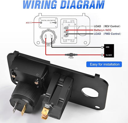 Nilight Golf Cart Key Switch Console Panel 9V-48V DC with Forward Reverse 3PIN Rocker Switches 4.8A Dual USB Quick Charger LED Digital Voltmeter for EZGO TXT PDS