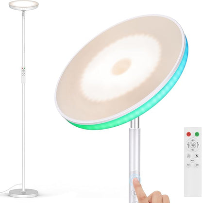 OHLUX Floor Lamps for Living Room, Bright LED Standing Lamp with Remote, Modern Color Changing Tall Lamp with Stepless Dimming, 69" Corner Floor Lamp for Bedroom, Office, RGB White