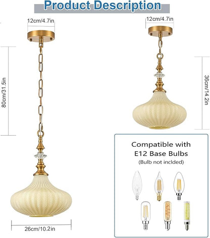 3-Light Chandelier,Vintage Gold Farmhouse Pendant Light Fixture for Kitchen,Adjustable Hanging Lighting with Beige Glass Shade for Hallway Bedroom Entryway Dining Room Island
