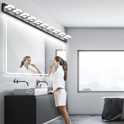 Ralbay 66inch Matte Black Bathroom Vanity Lights Metal Acrylic LED Modern Black Bathroom Wall Lighting Fixtures