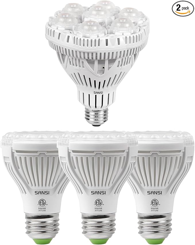 SANSI 36W Grow Light Bulb 1pack + 10W Grow Bulb 3pack, LED Full Spectrum, with Optical Lens for High PPFD, Energy Saving Plant Lights for Seeding and Growing