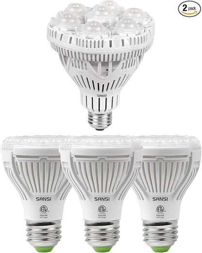 SANSI 36W Grow Light Bulb 1pack + 10W Grow Bulb 3pack, LED Full Spectrum, with Optical Lens for High PPFD, Energy Saving Plant Lights for Seeding and Growing