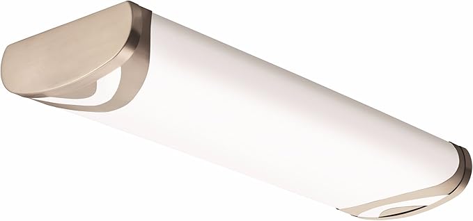 Lithonia Lighting Brushed Nickel 2-Ft Flush Mount Light for Kitchen | Attic | Basement | Home, 4000K, 25W, 2100 Lumens , cool white , - FMLBML 24IN 40K 80CRI BN