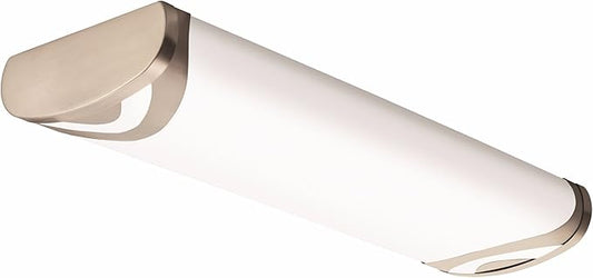 Lithonia Lighting Brushed Nickel 2-Ft Flush Mount Light for Kitchen | Attic | Basement | Home, 4000K, 25W, 2100 Lumens , cool white , - FMLBML 24IN 40K 80CRI BN