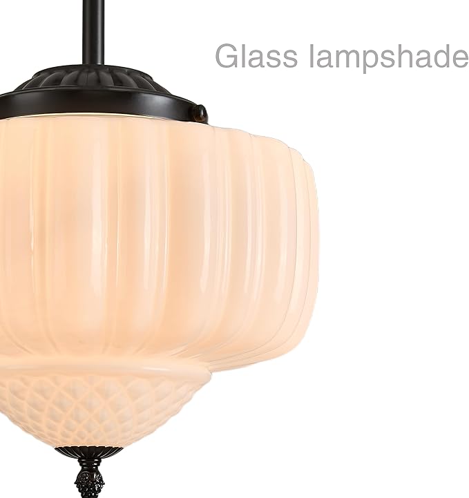 FCTWAKS Schoolhouse Pendant Light, 12" Black Schoolhouse Ceiling Light Fixture with Milk Glass White Shade, Adjustable Height, Mid Century Modern Pendant Lighting for Kitchen Island Dining Room