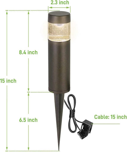 hykolity Low Voltage Landscape Lights, 3W 120LM 12V-15V LED Round Bollard Light, Wired Outdoor Walkway Light Path Lights for Yard Lawn, Aluminum Construction, 30 Watt Equivalent, 6 Pack