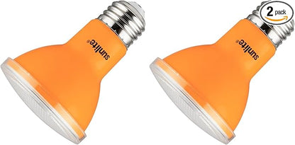 Sunlite 81469 LED PAR20 Colored Recessed Light Bulb, 3 Watt (50w Equivalent), Medium (E26) Base, Floodlight, ETL Listed, Amber, 1 Count (Pack of 2)